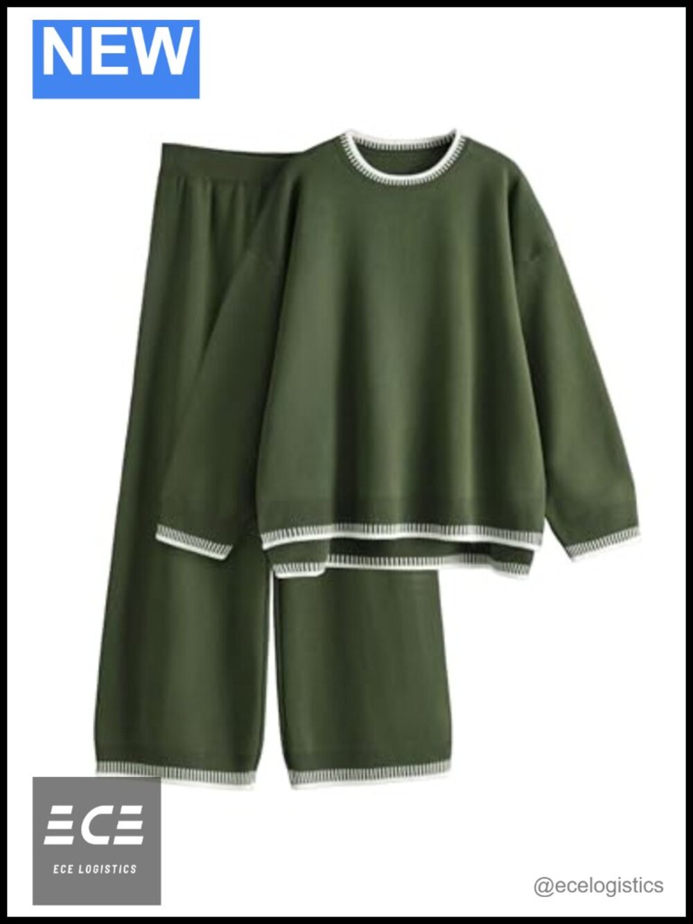Women's 2 Piece Knit Sweater Lounge Set Wide Leg Pants Tracksuit